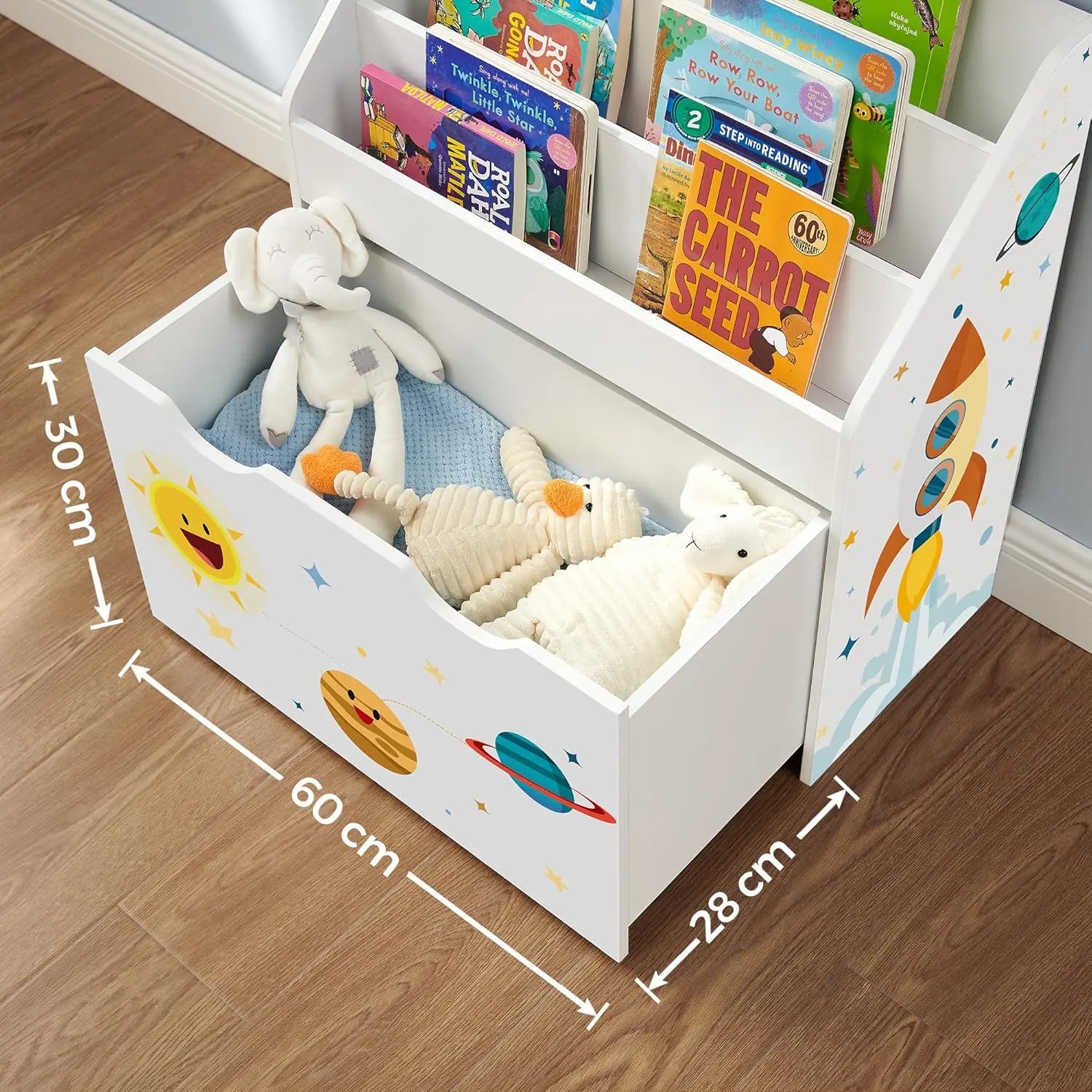 Spielzeugregal Kinderzimmer mit Spielzeugkiste Weiss von Songmics