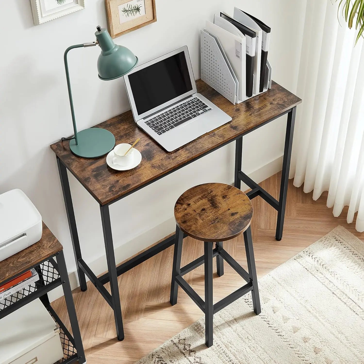 Bartisch-Set Industrie-Design vintagebraun Stahl von Songmics