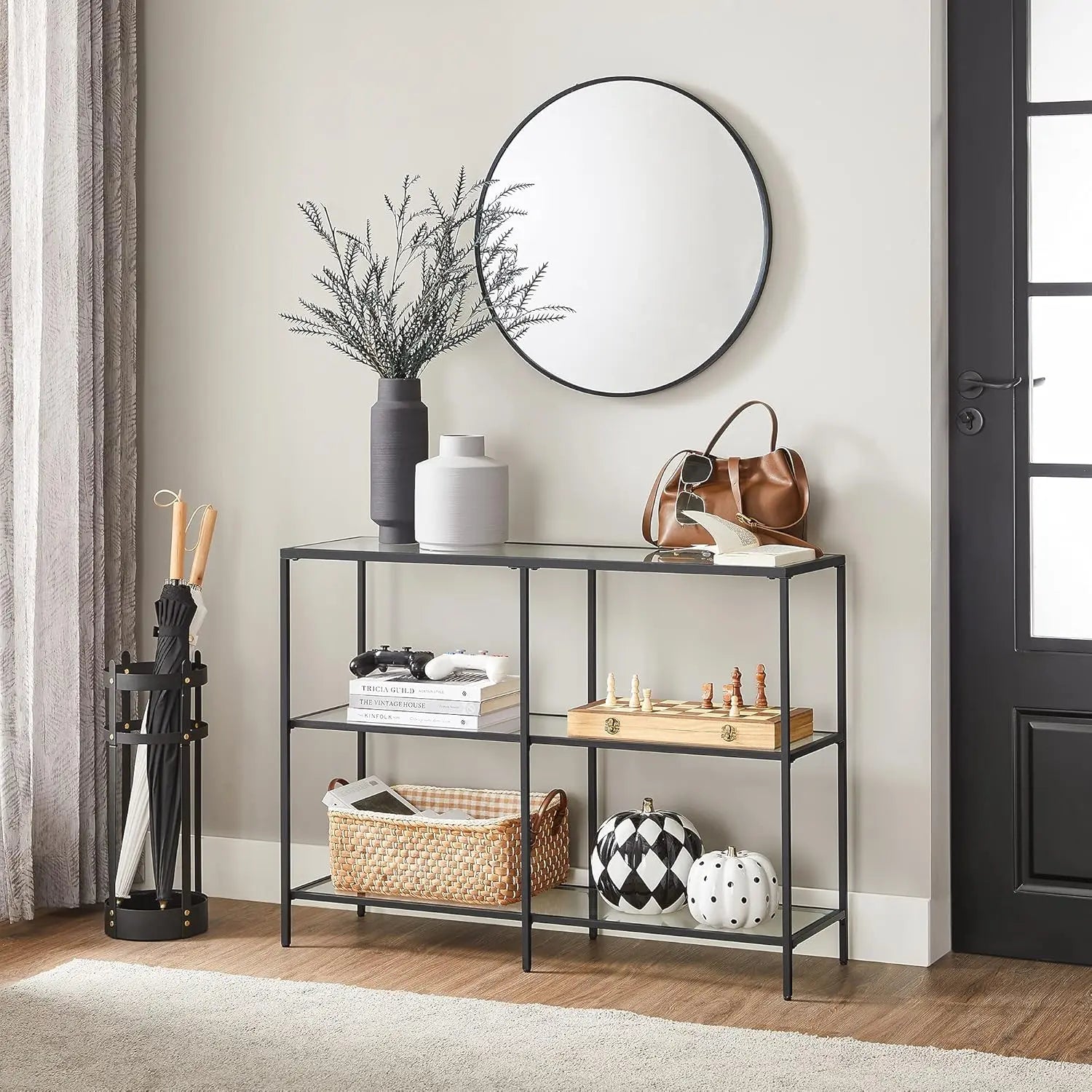 Konsolentisch Modern Glas Metallrahmen Schwarz von Songmics