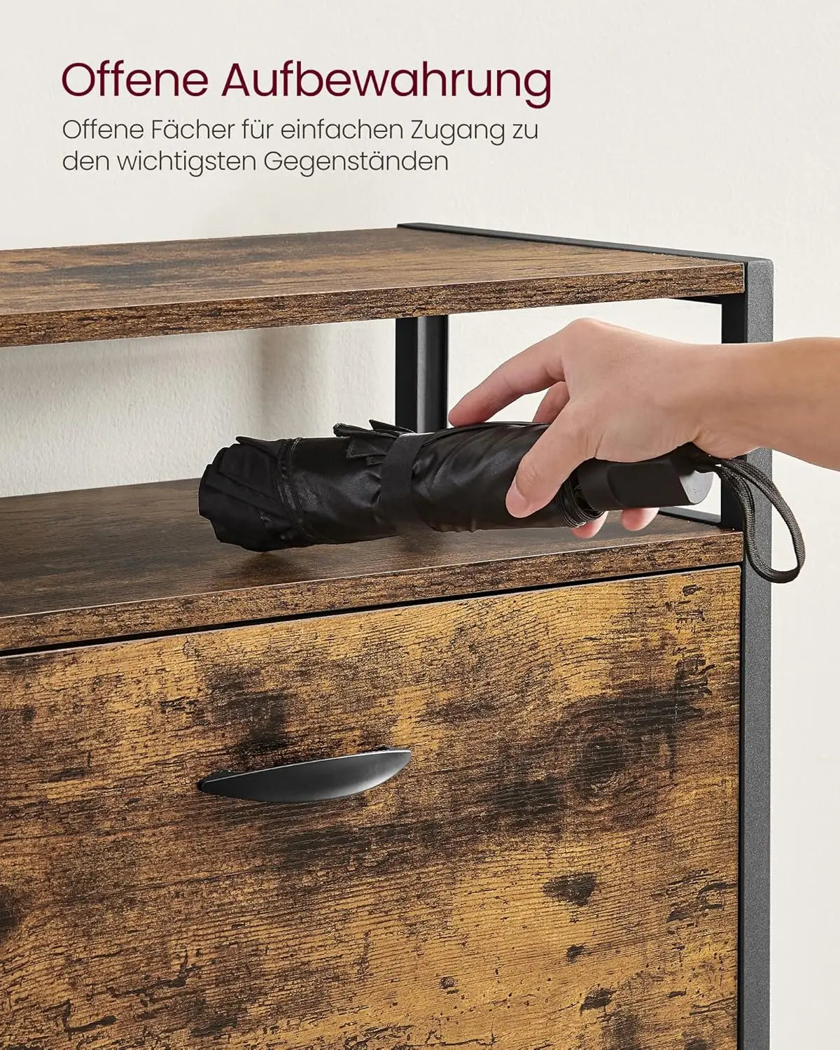 Schuhschrank schmal 3 Klappen vintagebraun von Songmics
