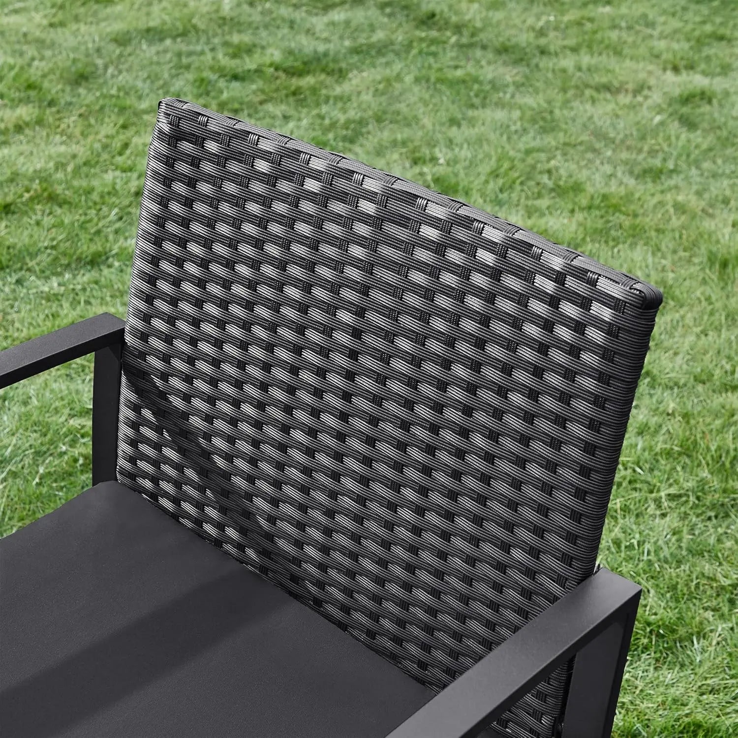 Polyrattan Lounge-Set schwarz wetterfest von Songmics