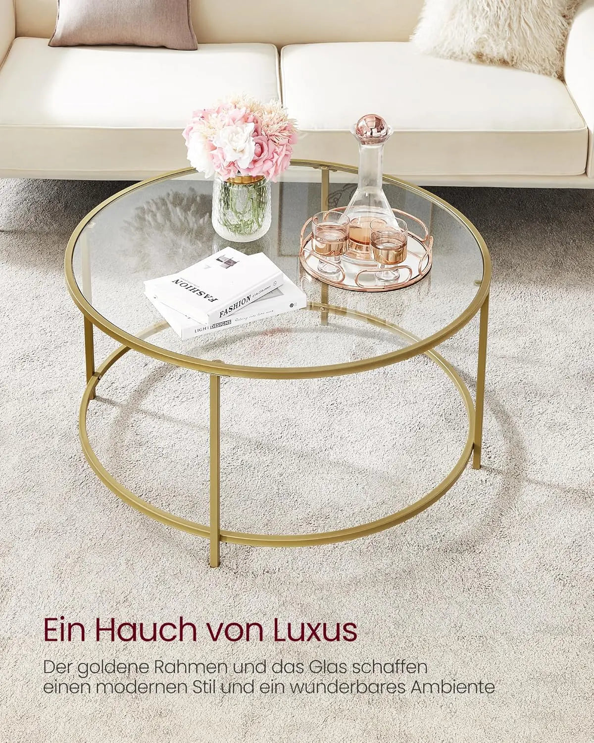 Couchtisch rund golden Stahl modern von Songmics