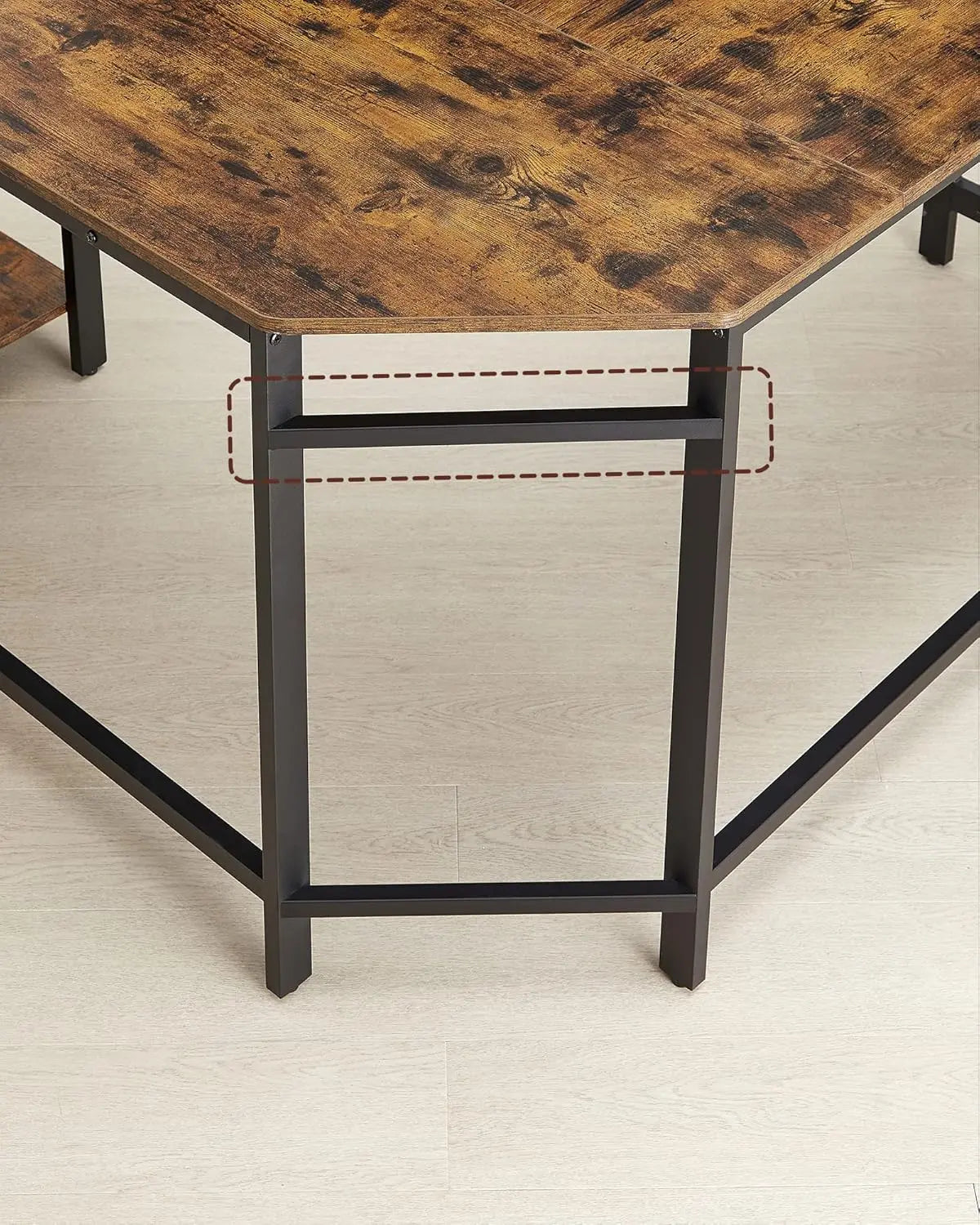 L-Schreibtisch platzsparend vintagebraun Holz von Songmics