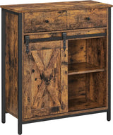 Sideboard Küchenschrank Landhausstil Vintagebraun-Schwarz von Songmics