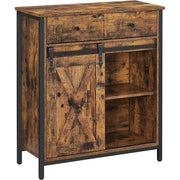 Sideboard Küchenschrank Landhausstil Vintagebraun-Schwarz von Songmics