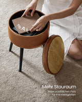 Sitzhocker mit Stauraum rund karamellbraun von Songmics
