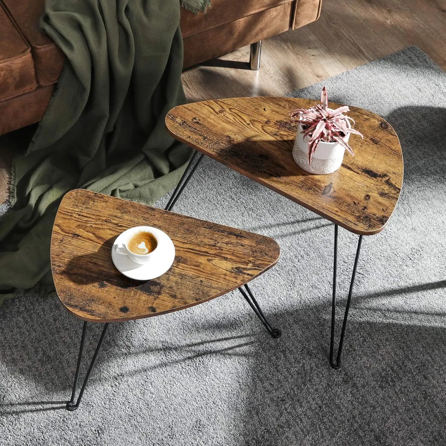 Beistelltische Set Industriestil rustikales Braun von Songmics