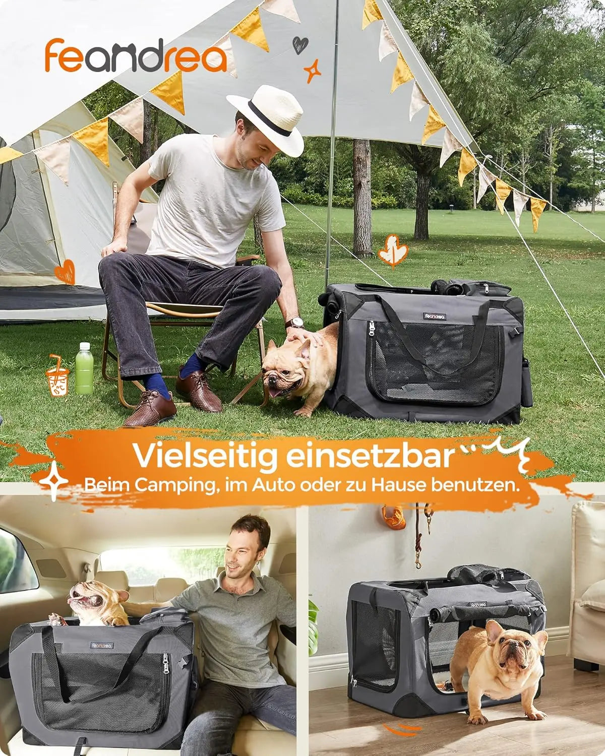 Hundebox faltbar Metallrahmen grau 7-11 kg von Songmics