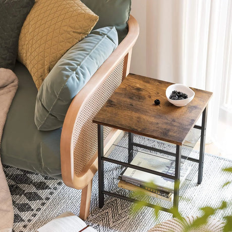 Beistelltisch Industrie-Design Verstellbar Vintagebraun-Schwarz von Songmics