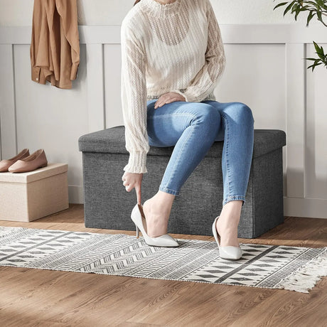 Sitzbank Aufbewahrungsbox klappbar 300kg Schiefergrau von Songmics