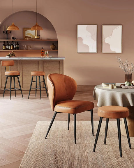 Barhocker Set Kunstleder Mid-Century Karamellbraun von Songmics