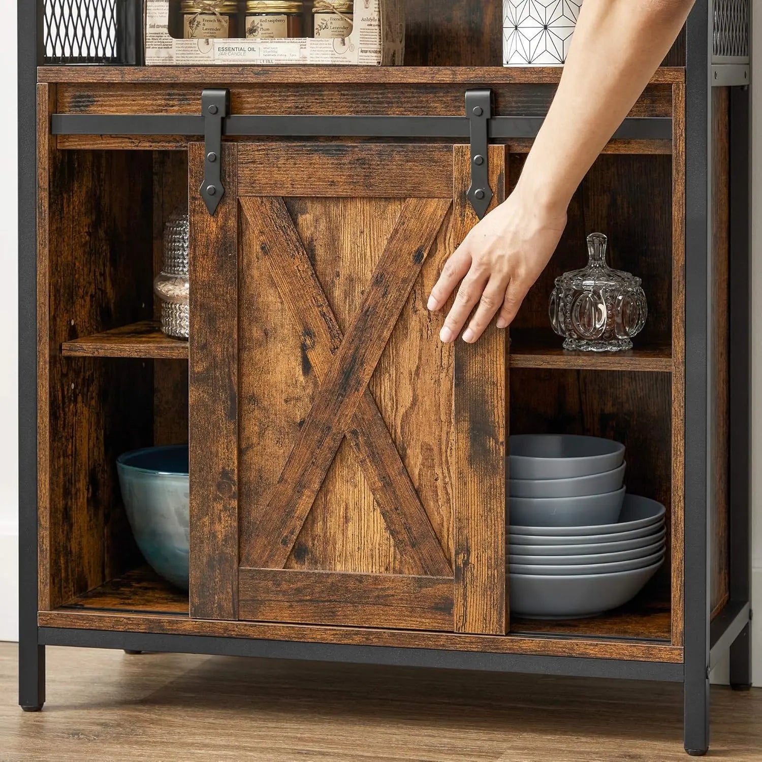 Sideboard mit Schiebetür rustikales Braun von Songmics