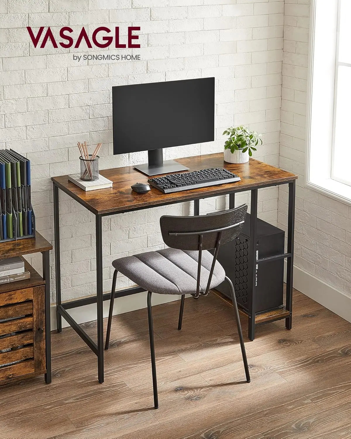 Computertisch 100x50cm vintagebraun Holzoptik von Songmics
