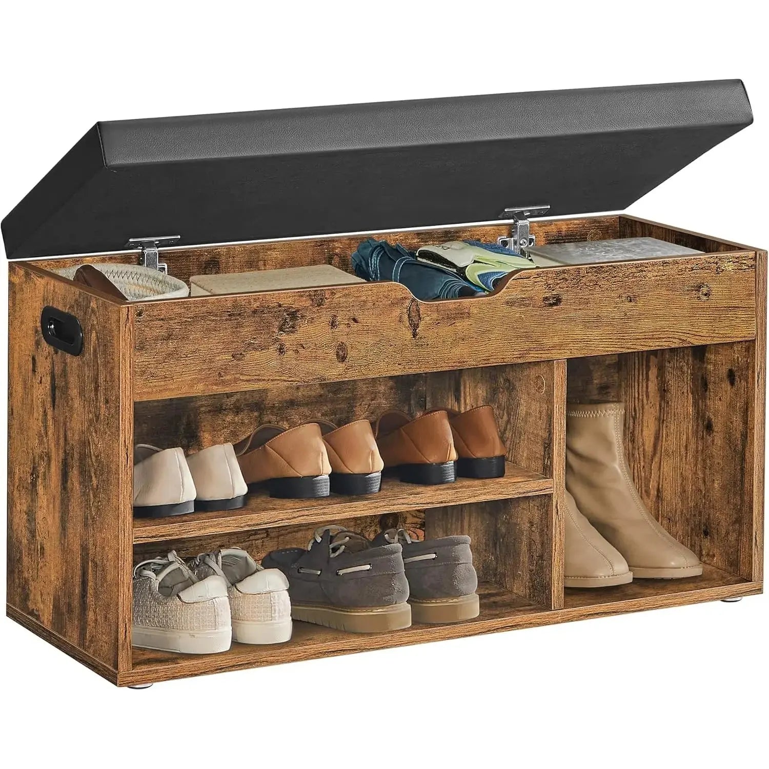 Schuhbank mit Stauraum gepolstert Vintagebraun von Songmics
