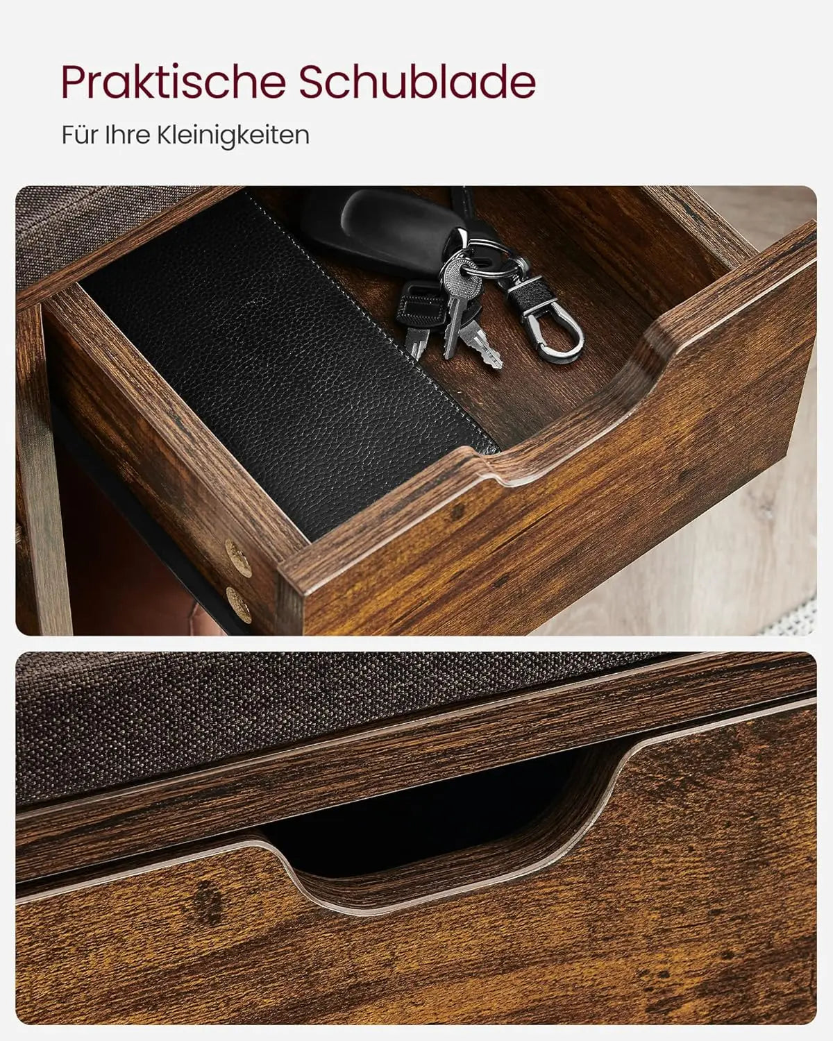 Schuhbank Regal Sitzbank Polster Vintagebraun Braun von Songmics