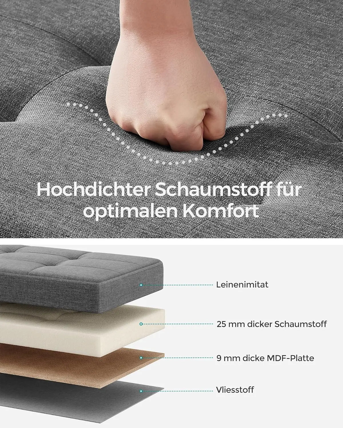 Sitzbank Stauraum Klappbar Stabil Wohnzimmer Schiefergrau von Songmics