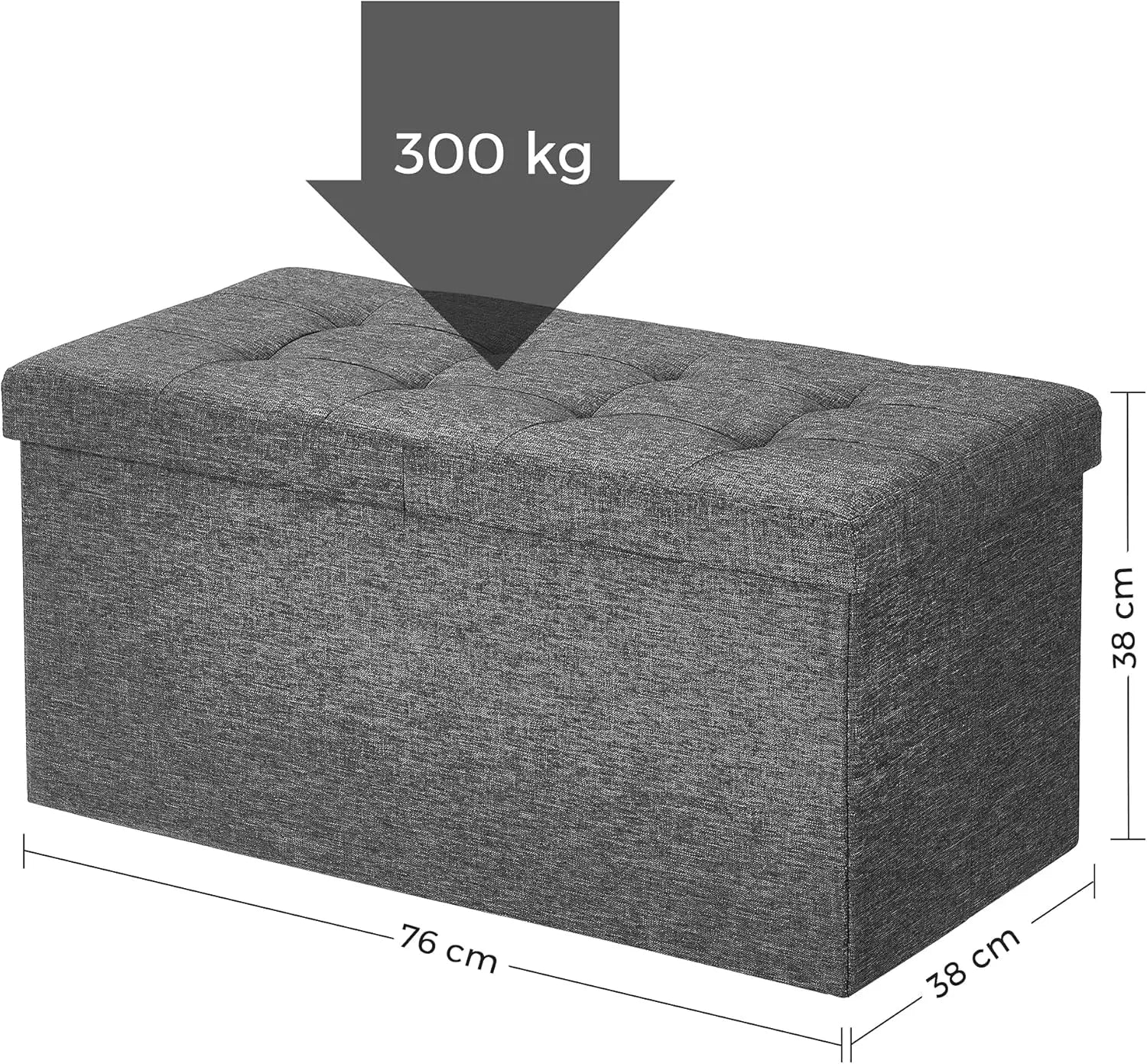 Sitzbank Aufbewahrungsbox klappbar 300kg Schiefergrau von Songmics