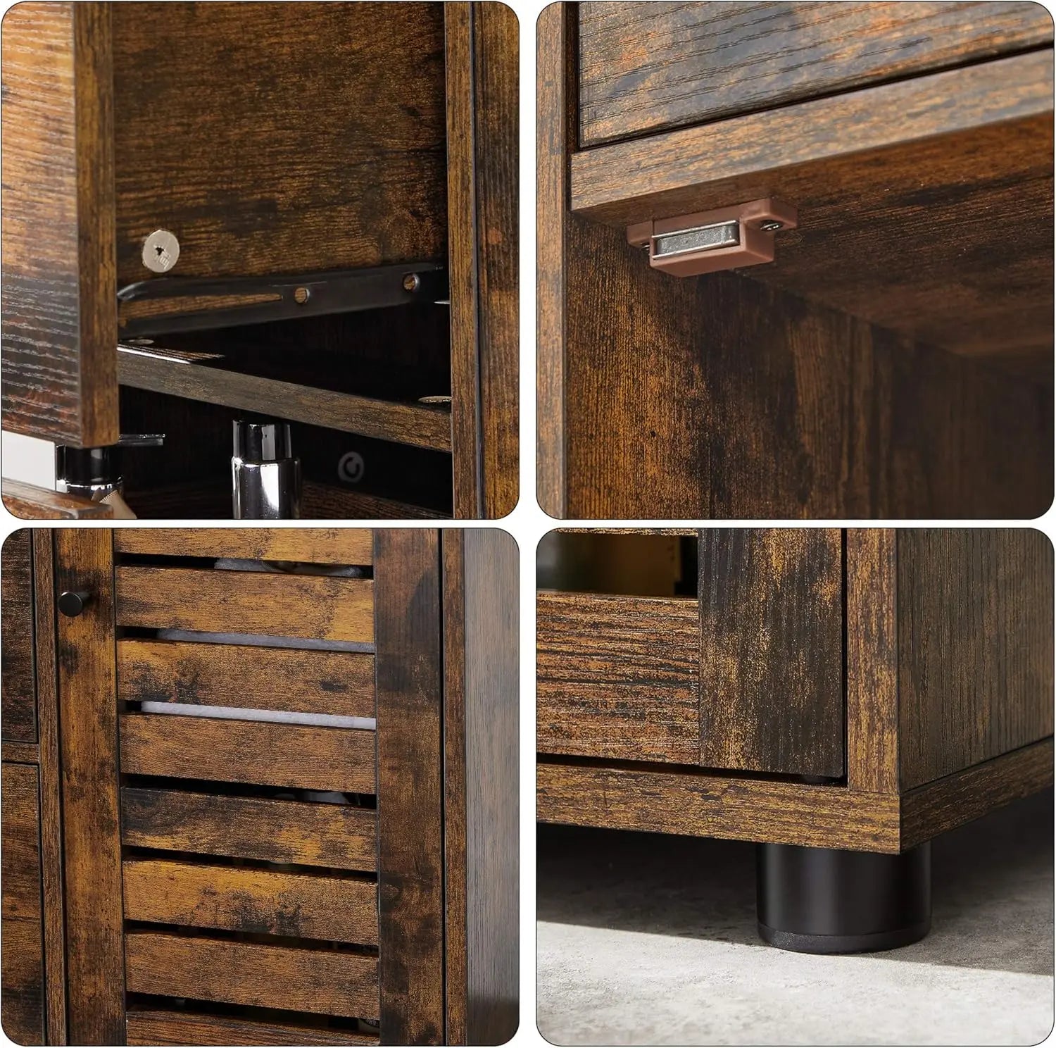 Badezimmerschrank mit Schubladen und Tür vintagebraun von Songmics
