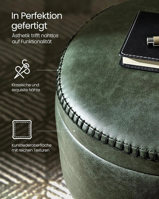 Sitzhocker mit Stauraum Kunstleder Waldgrün von Songmics