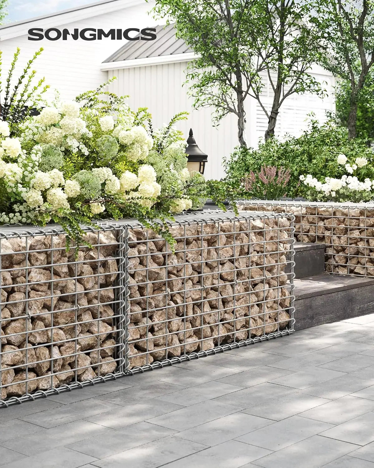 Gabionenkorb verzinkt 100x50x30cm silber Metall von Songmics