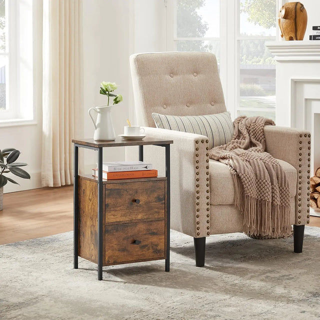 Nachttisch mit Schubladen Industrie-Design Vintagebraun-Schwarz von Songmics