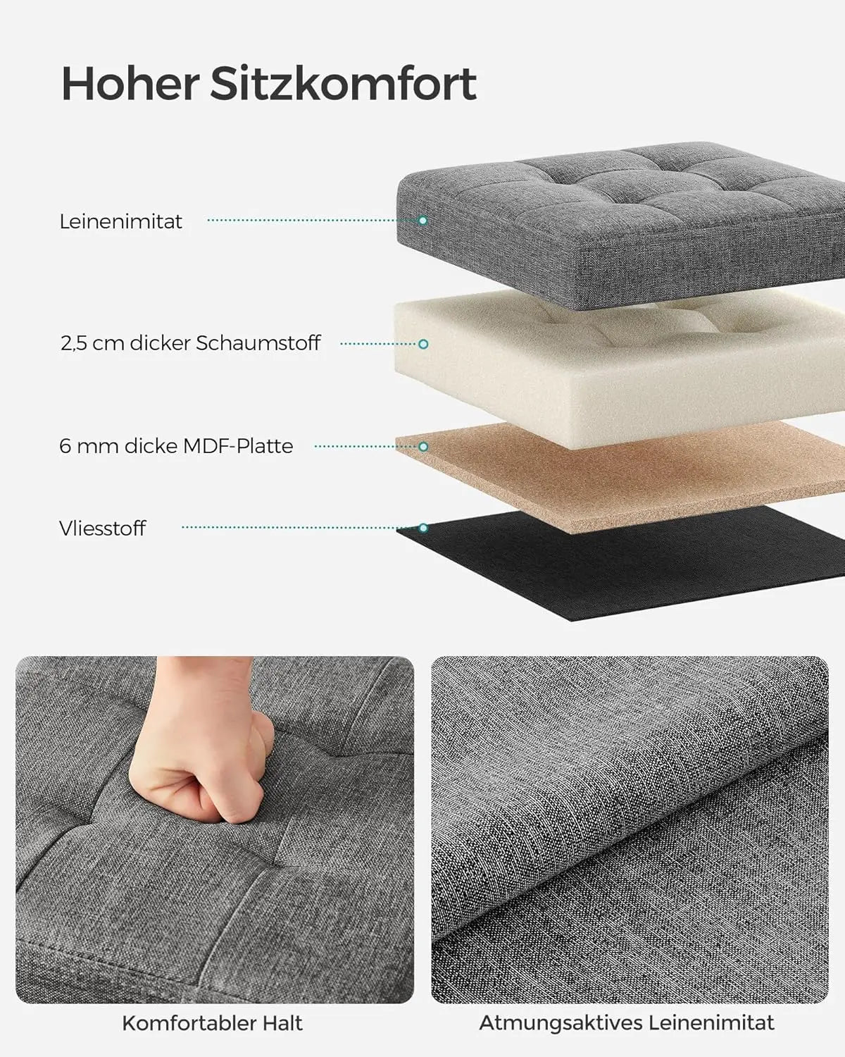 Sitzhocker mit Stauraum dunkelgrau von Songmics