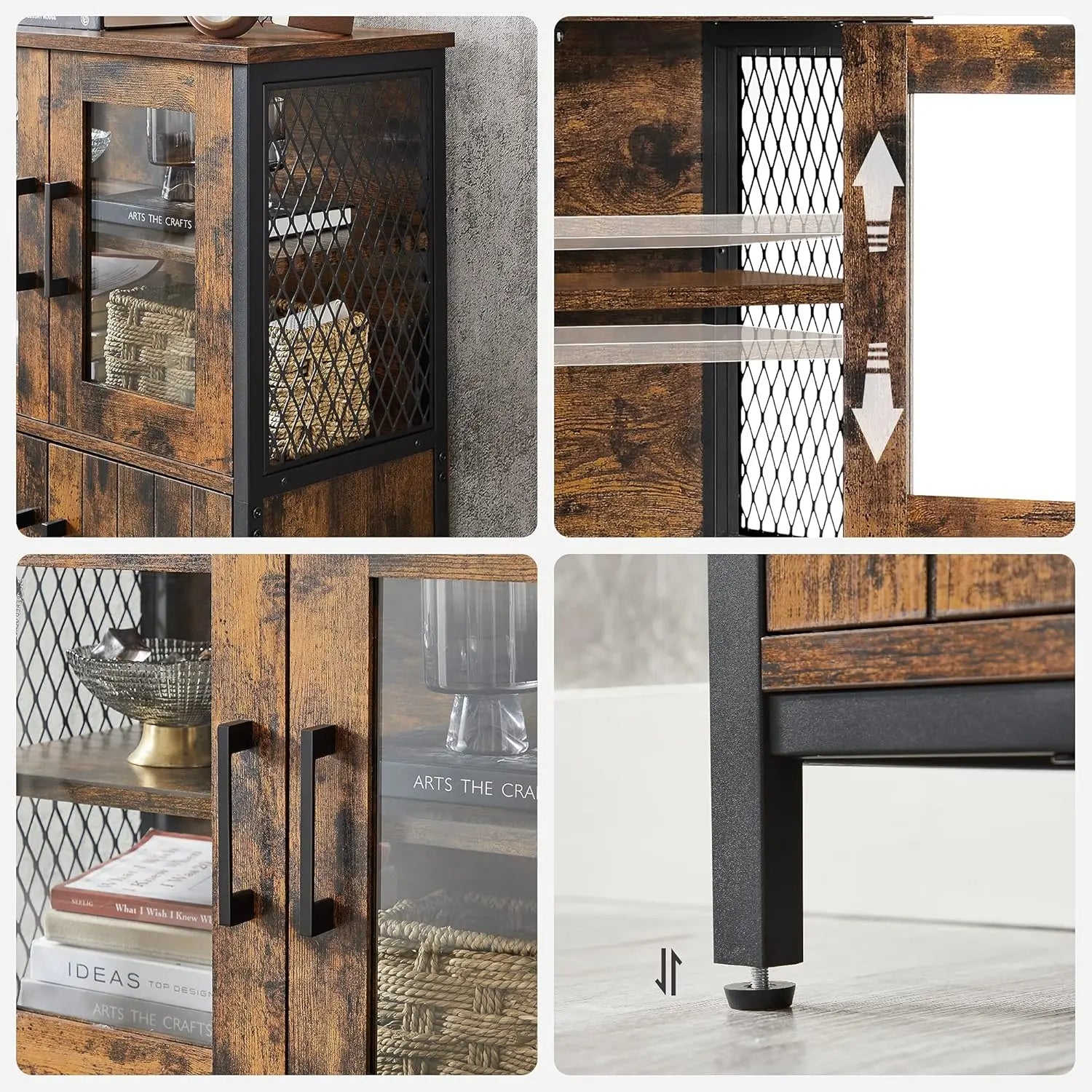 Badezimmerschrank Industriestil mit Stahlgestell Vintagebraun-Schwarz von Songmics