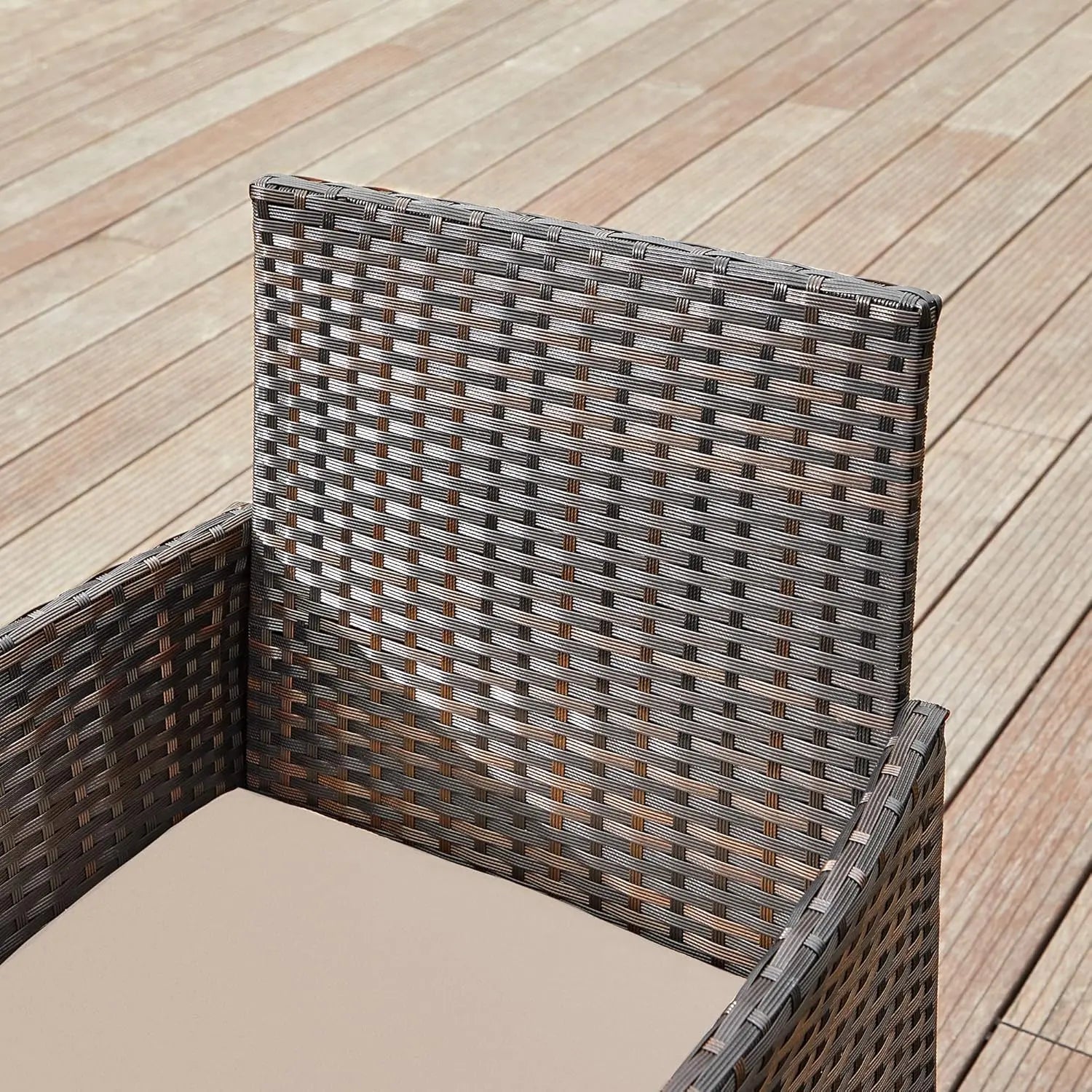 Polyrattan Lounge-Set braun-taupe wetterfest von Songmics