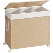Wäschekorb Rattan-Optik 3 Fächer Naturbeige von Songmics
