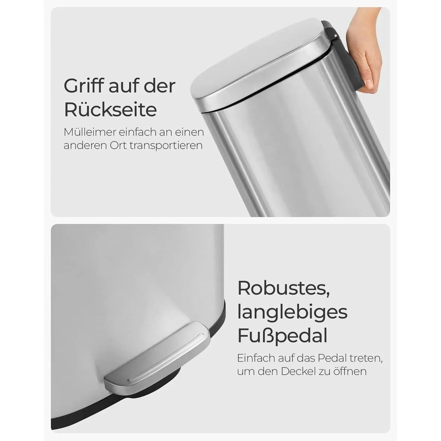 Mülleimer Küche 30L Softclose silbern von Songmics