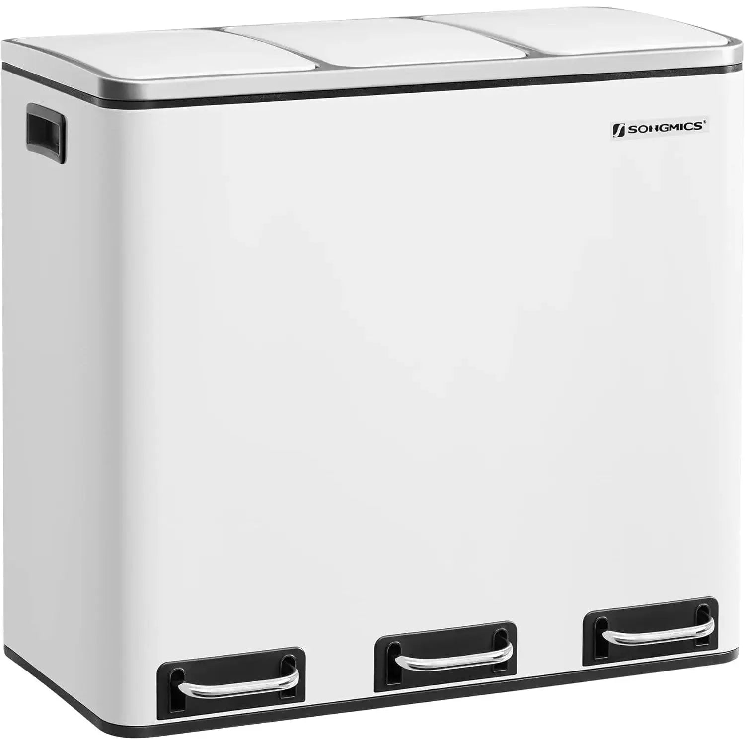 Mülleimer Küche Mülltrennsystem 3 Fächer Wolkenweiss von Songmics