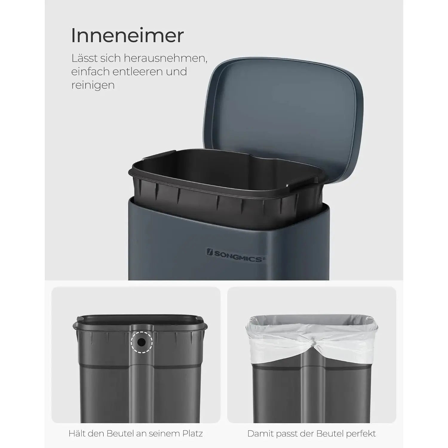 Mülleimer Küche 30L Softclose grüngrau von Songmics