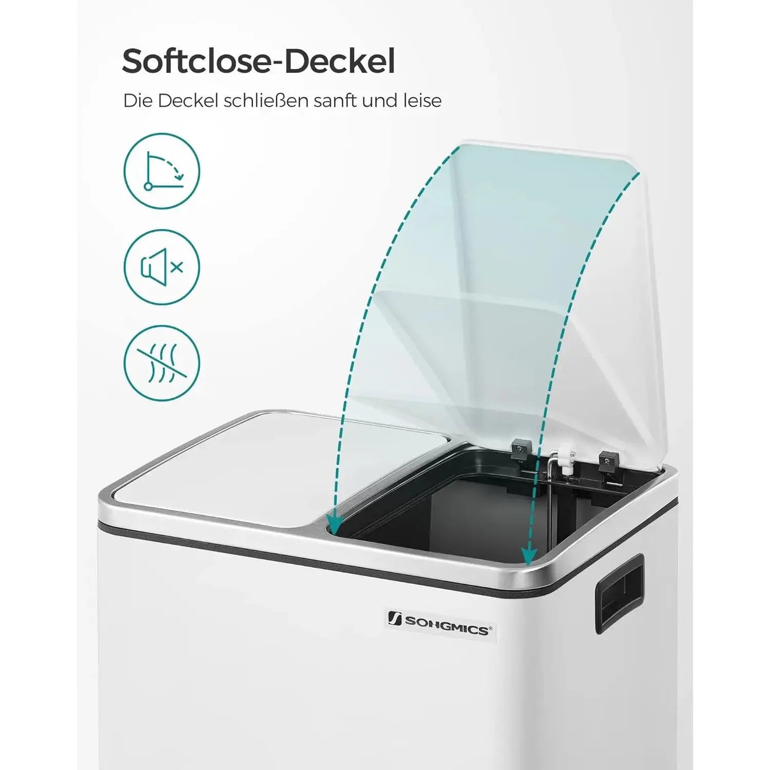 Mülleimer Küche Mülltrennsystem Softclose Wolkenweiss von Songmics