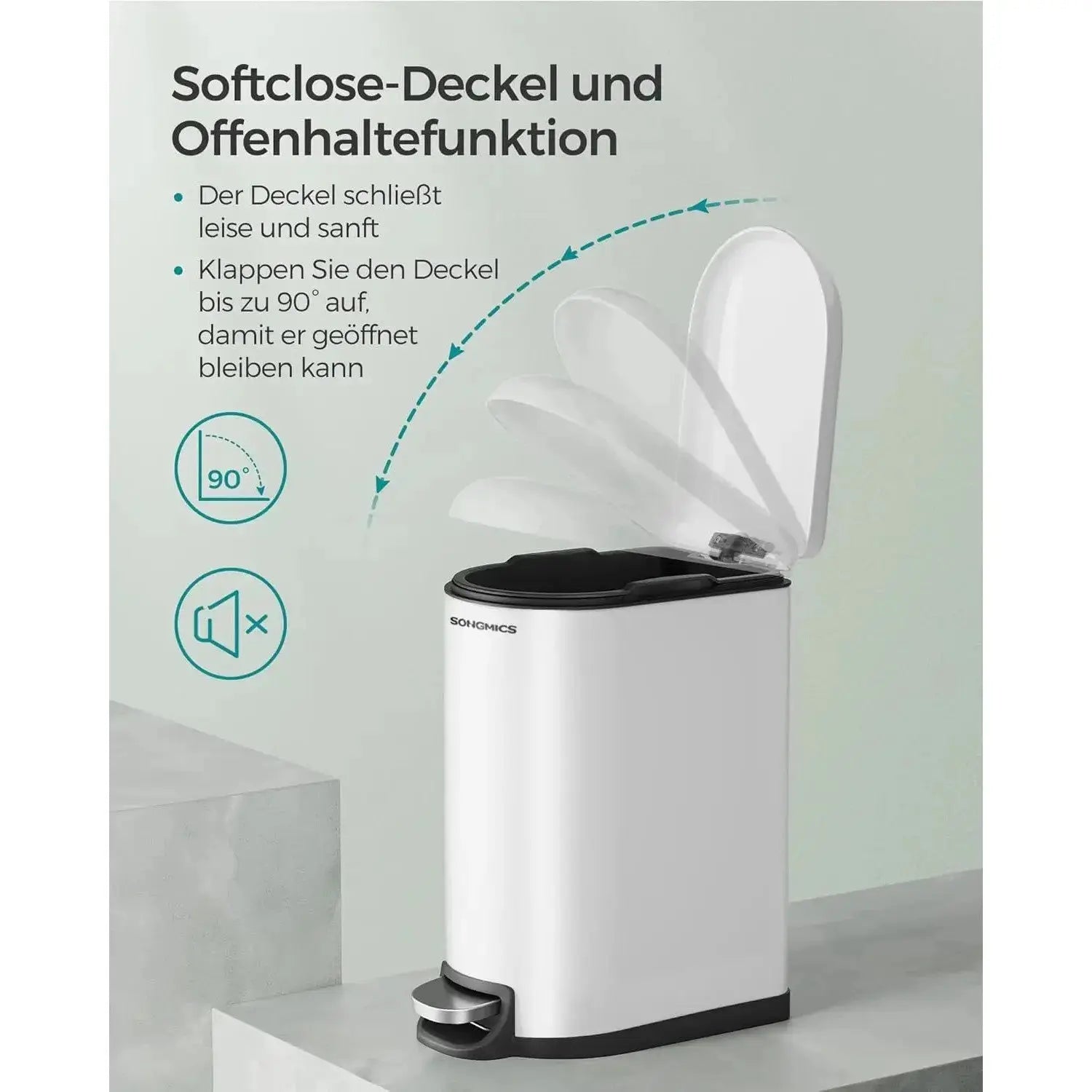 Abfalleimer Badezimmer 10L Stahl Wolkenweiss von Songmics