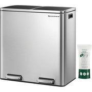 Mülleimer 60L Mülltrennsystem Treteimer Küche Silber von Songmics