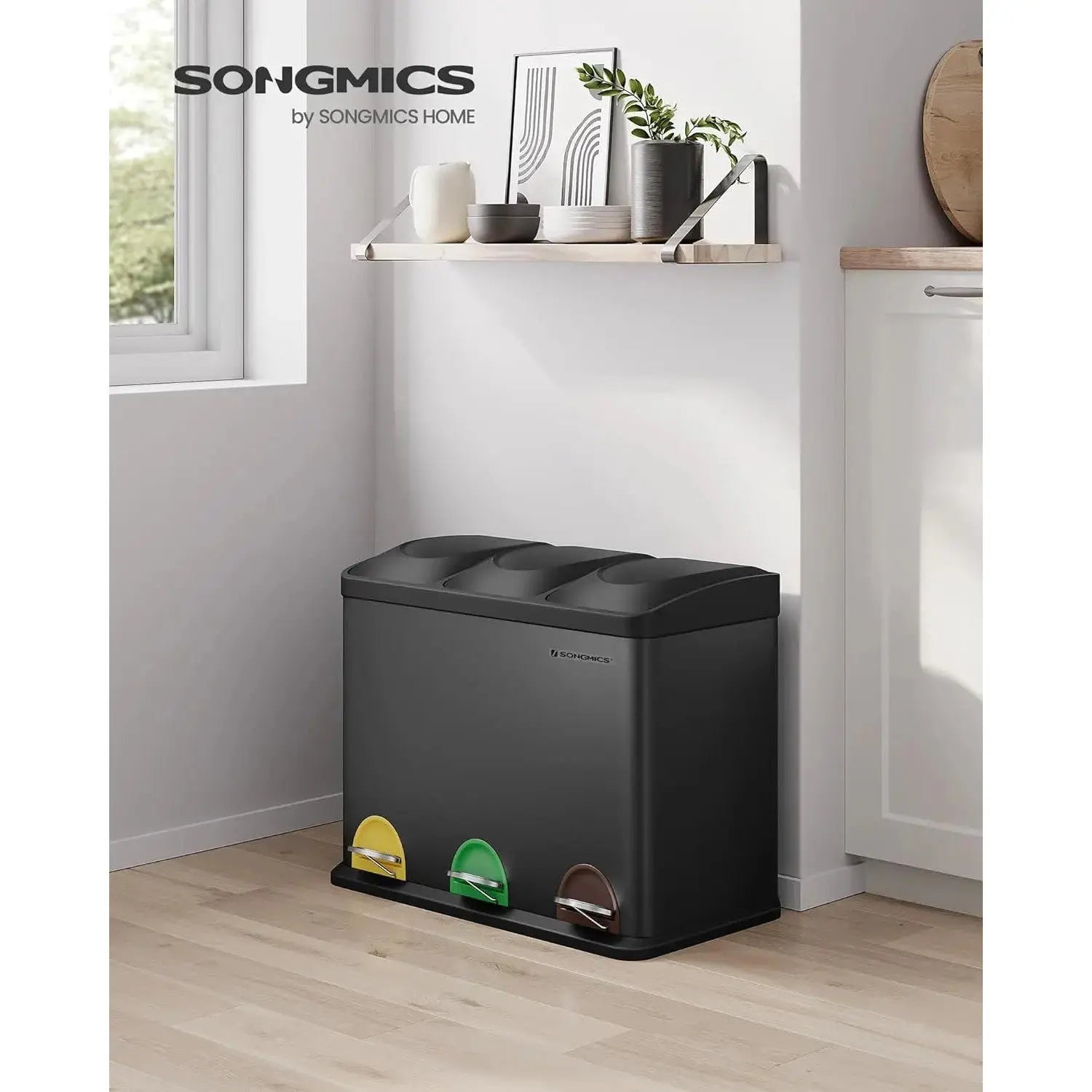 Mülleimer Küche 45L Treteimer Tintenschwarz von Songmics