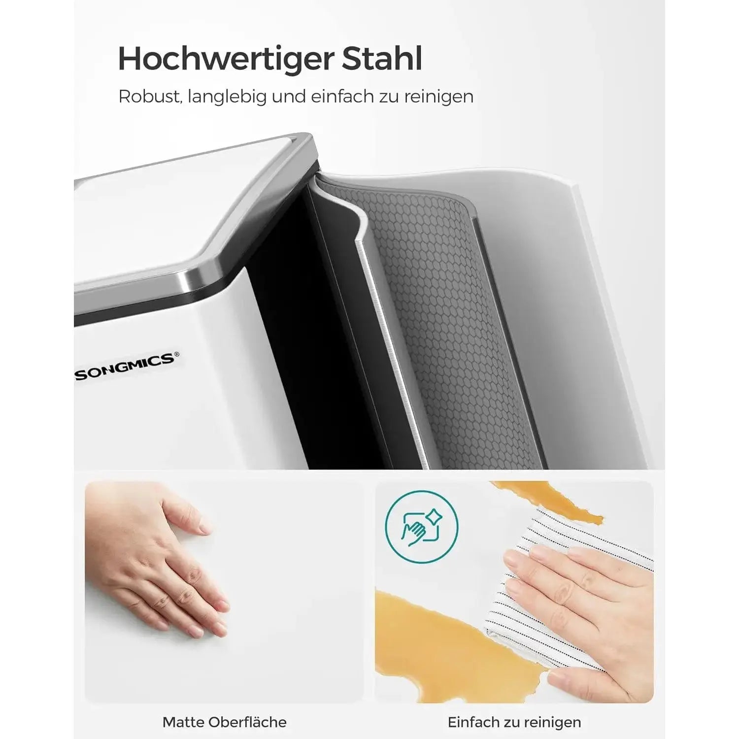Mülleimer Küche Mülltrennsystem Softclose Wolkenweiss von Songmics