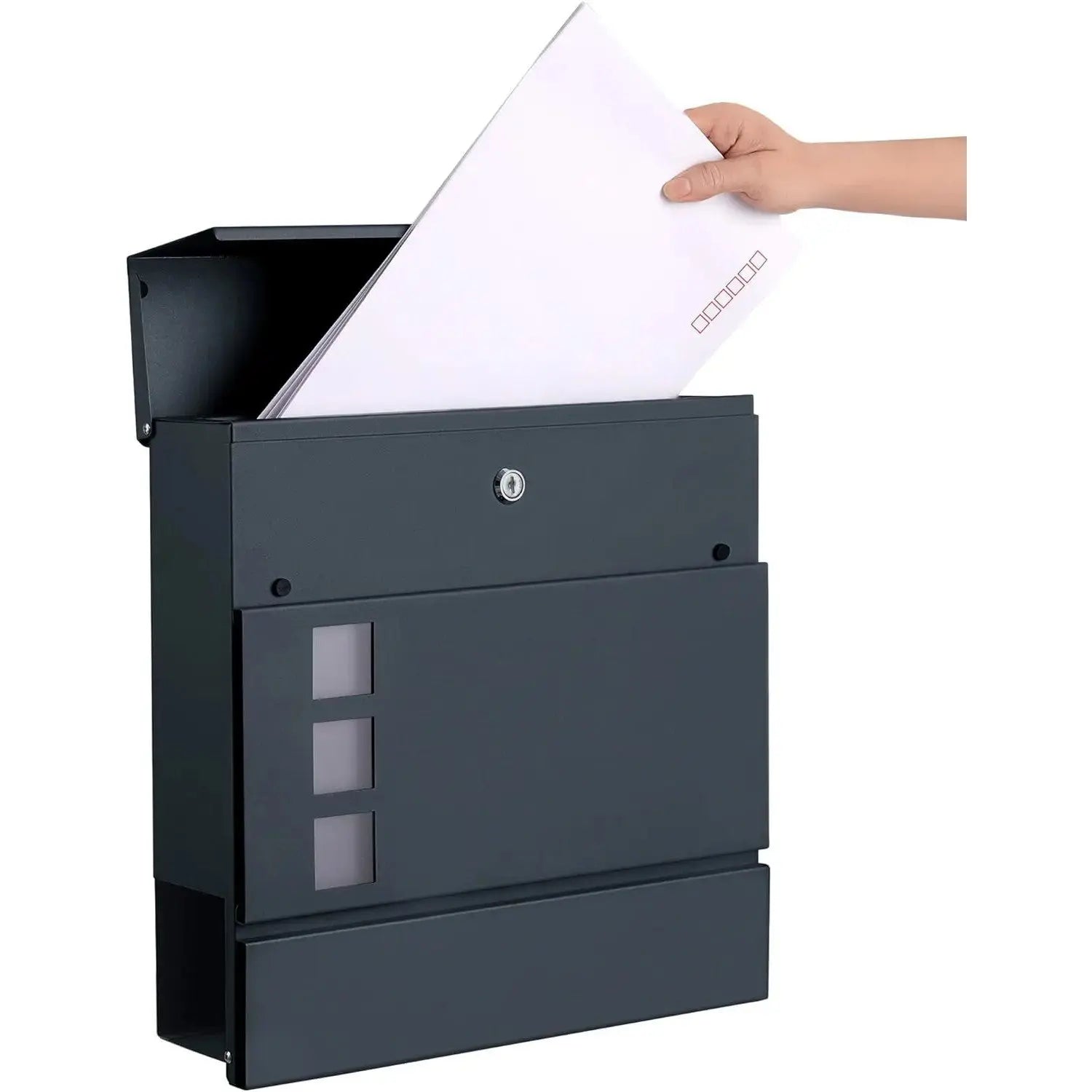 Briefkasten XXL mit Zeitungsfach abschliessbar Anthrazit von Songmics