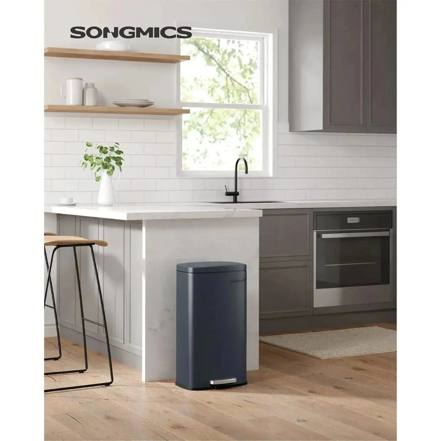 Mülleimer Küche 30L Softclose grüngrau von Songmics