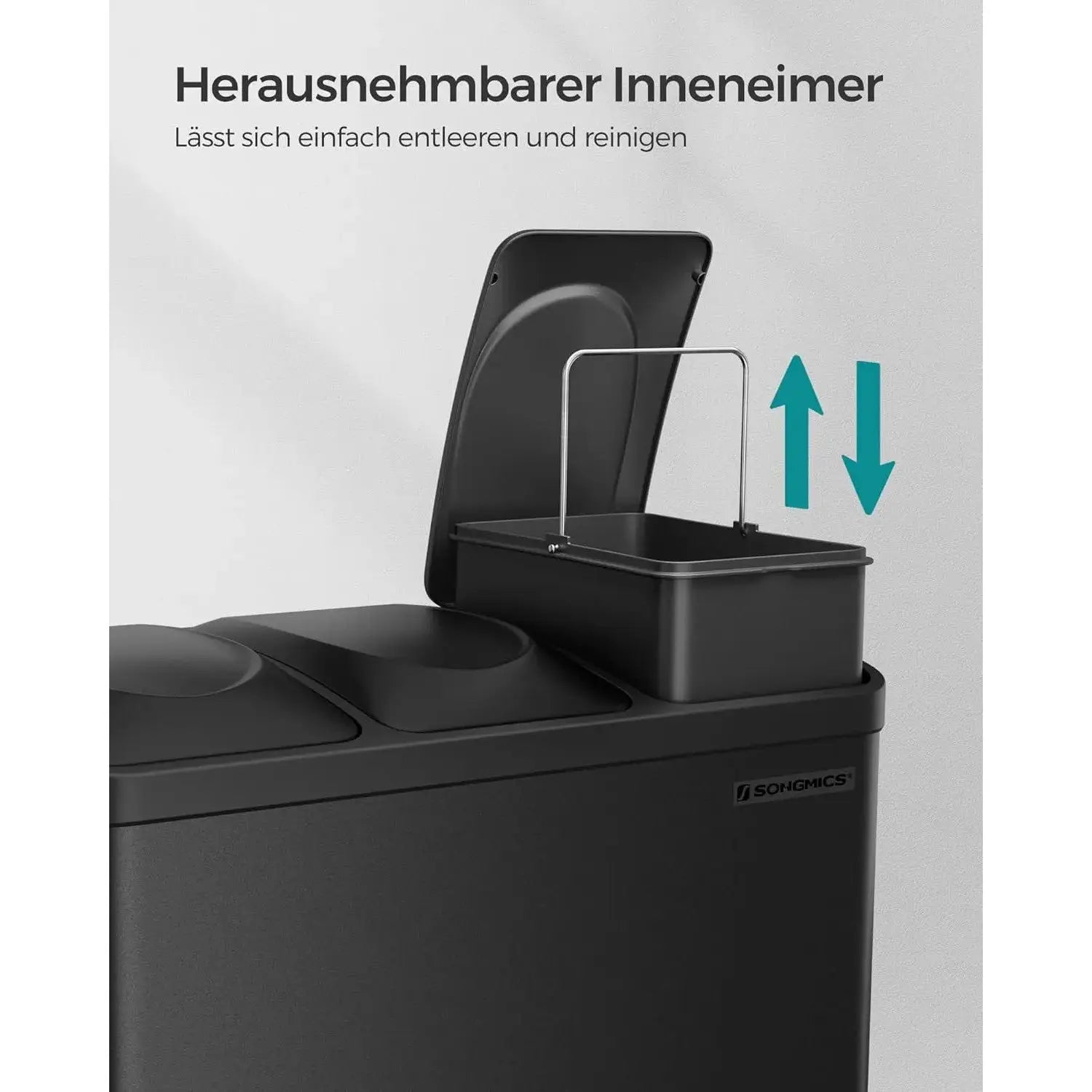 Mülleimer Küche 45L Treteimer Tintenschwarz von Songmics