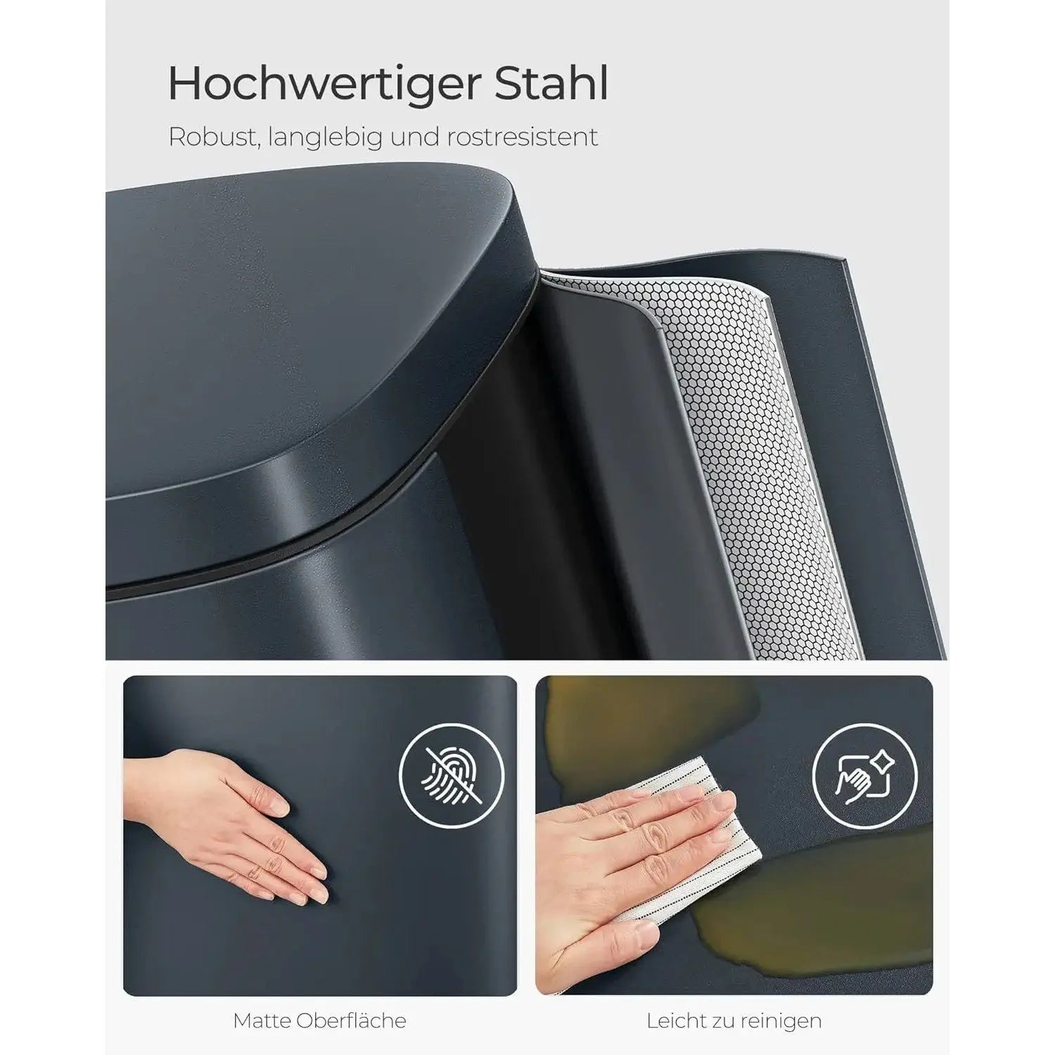 Mülleimer Küche 30L Softclose grüngrau von Songmics