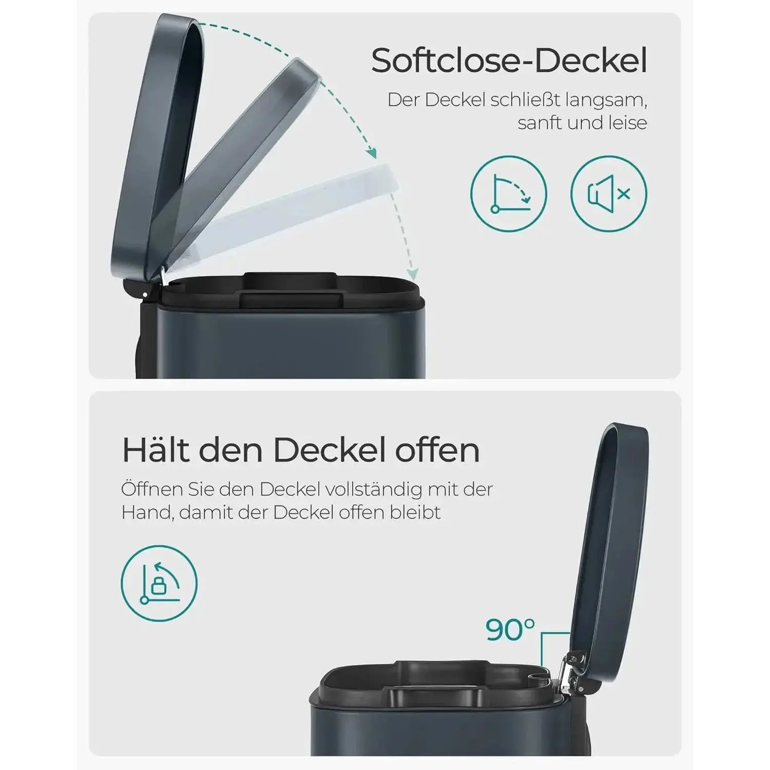 Mülleimer Küche 30L Softclose grüngrau von Songmics