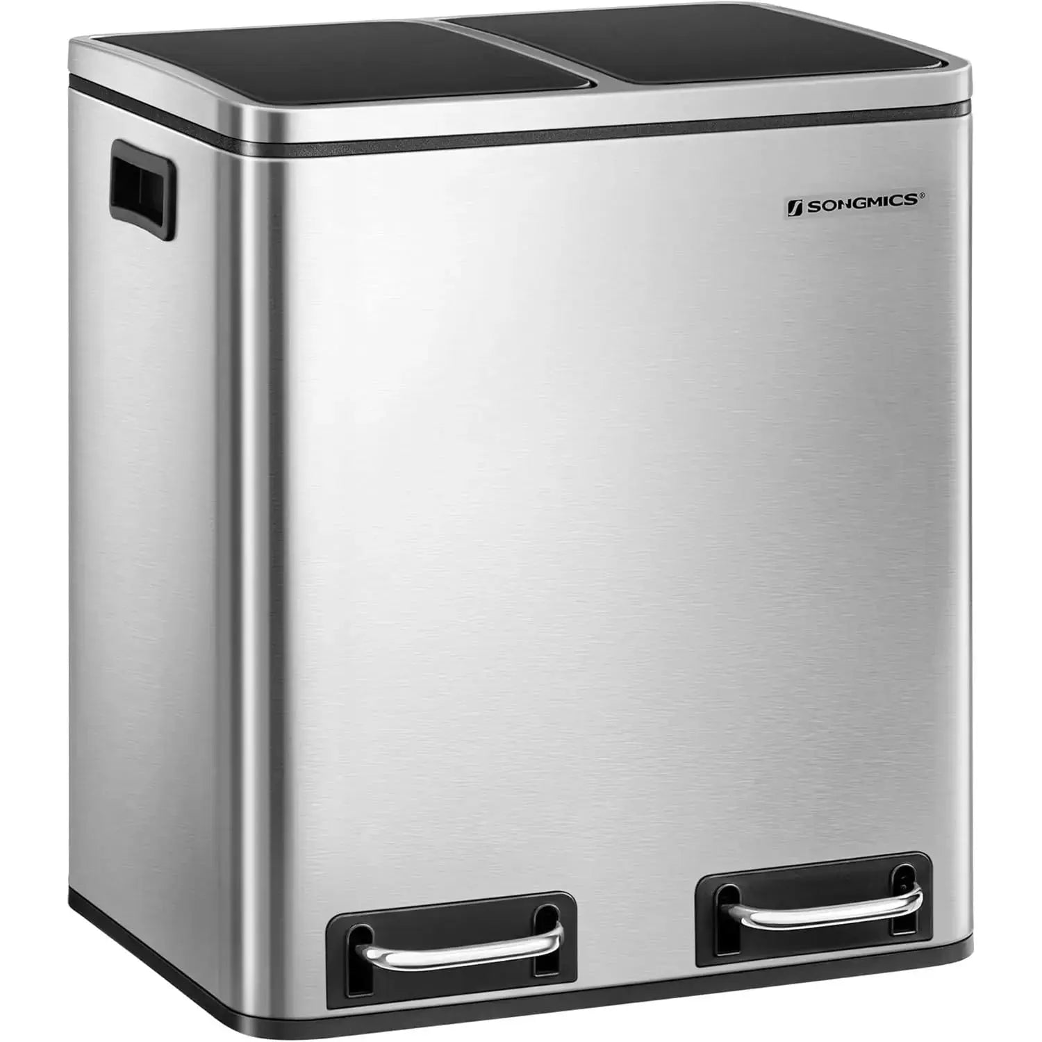 Mülleimer Küche Mülltrennsystem Softclose Metallicsilber von Songmics
