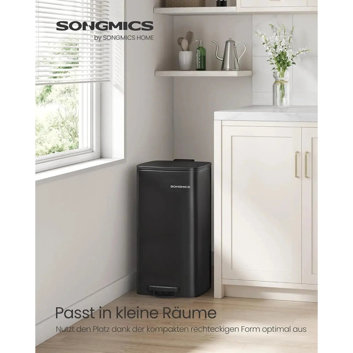 Mülleimer Küche 30L Stahl Tintenschwarz von Songmics