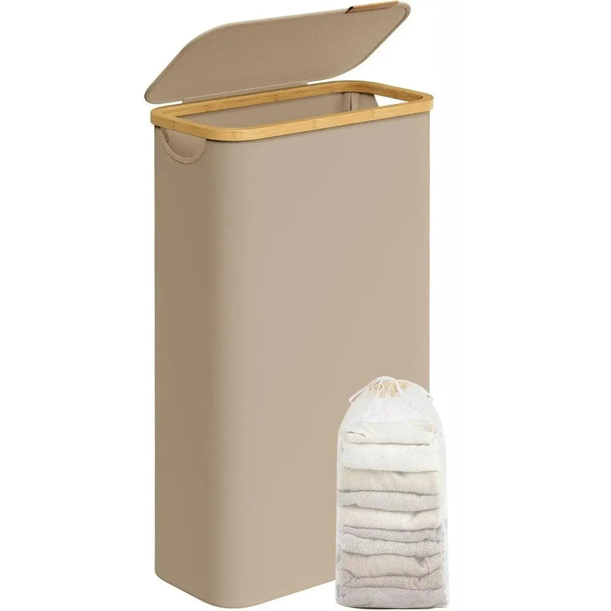 Wäschekorb 65L Bambus kamelbraun Oxford von Songmics