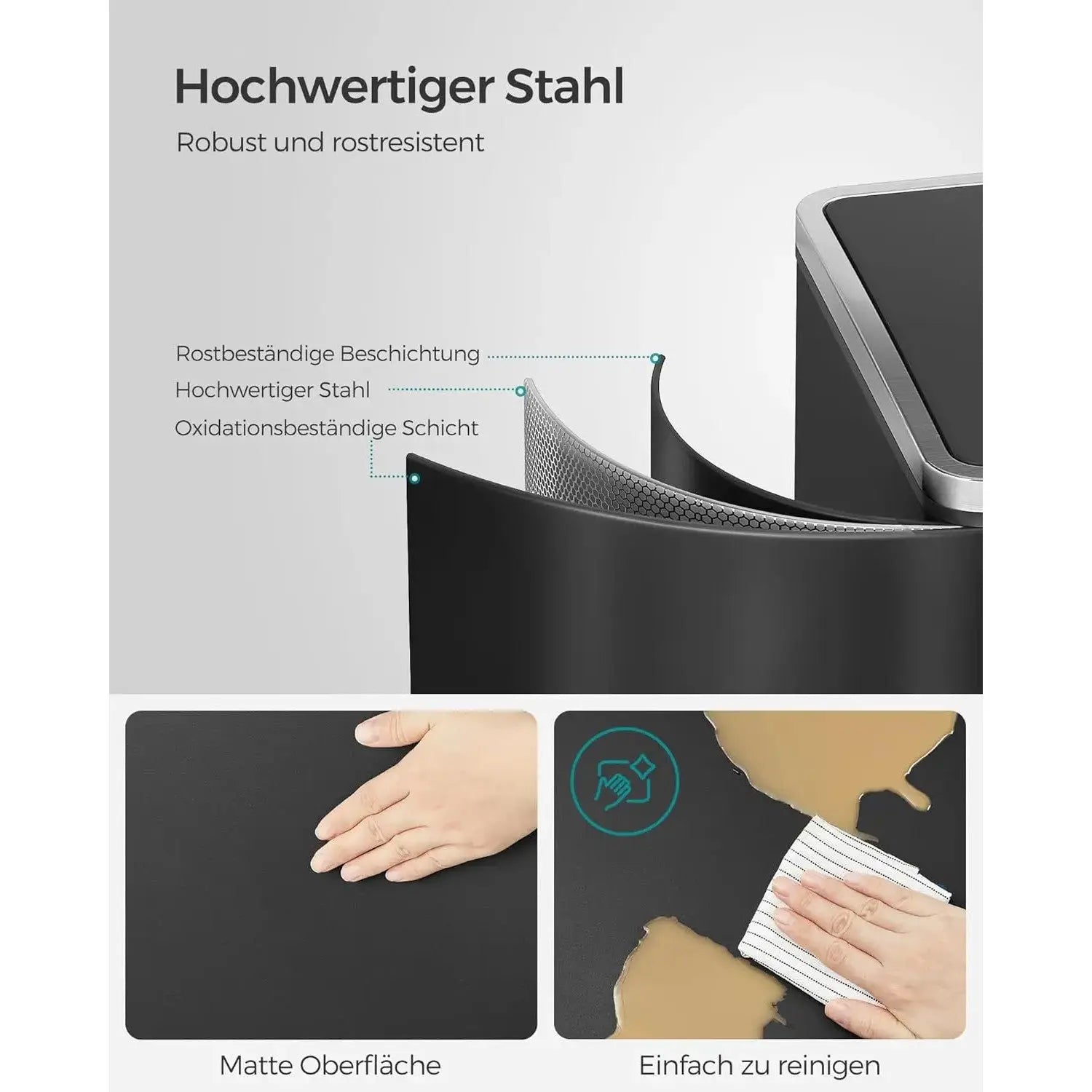 Mülleimer Mülltrennsystem 60L Softclose Schwarz von Songmics