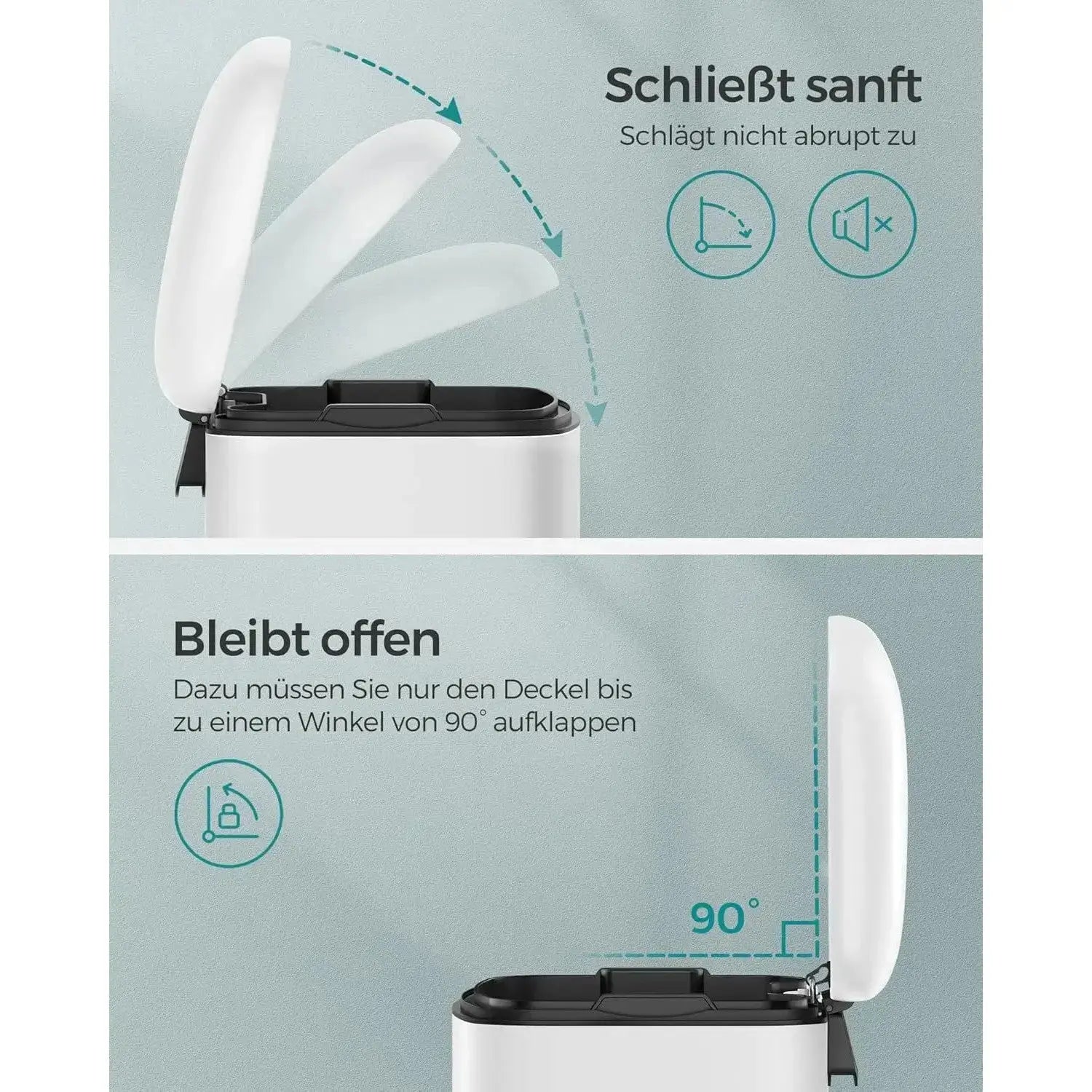 Mülleimer Küche 30L Stahl Weiss von Songmics