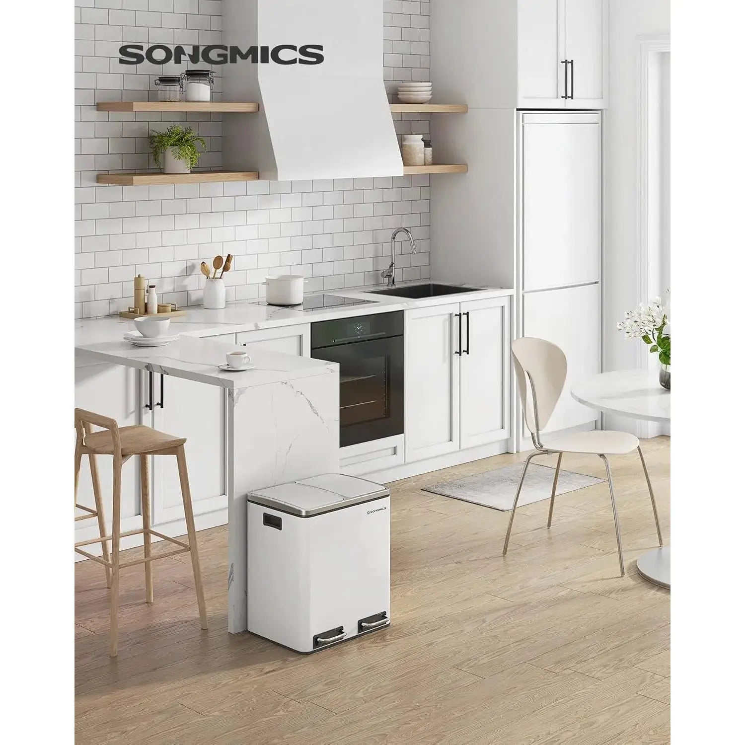 Mülleimer Küche Mülltrennsystem Softclose Wolkenweiss von Songmics