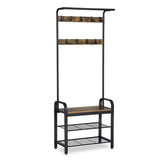 Garderobenständer mit Schuhbank Industrie-Design Vintagebraun-Schwarz von Songmics