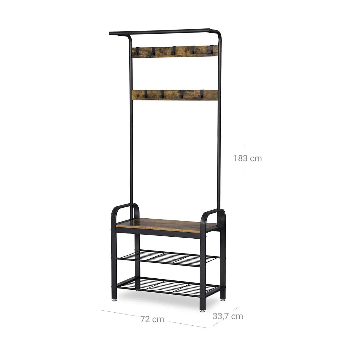 Garderobenständer mit Schuhbank Industrie-Design Vintagebraun-Schwarz von Songmics